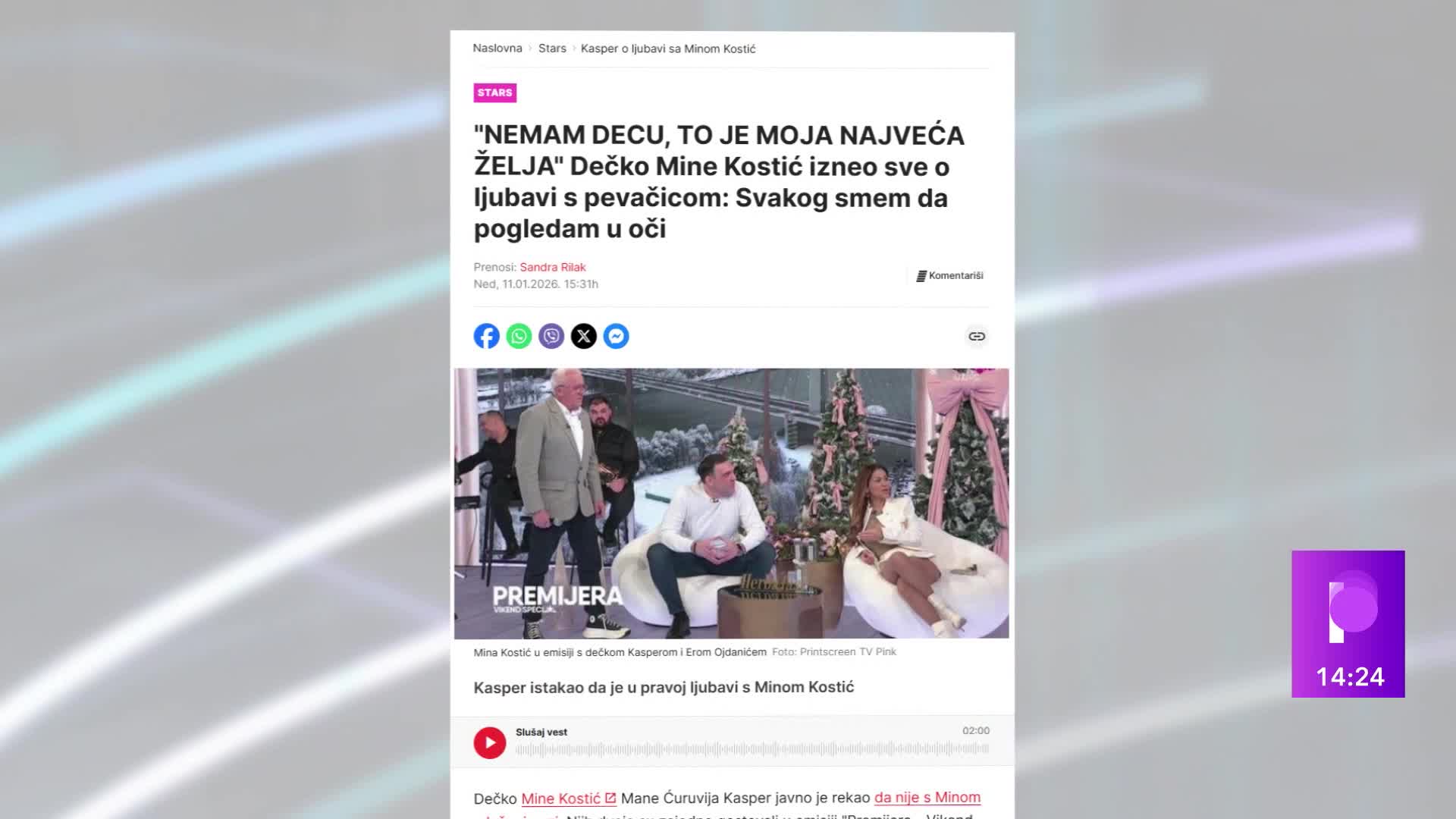 "MESILA JE KASPERU ČESNICU, NIJE GA NI POZNAVALA!" Novinar otkrio nepoznate detalje iz života Mine Kostić i Kaspera: Možda se razočarala kada je došao u Srbiju